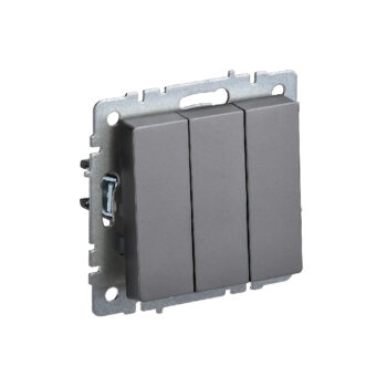 Выкл 3-кл. 10А  б/рамки "BRITE" сталь (1/100)