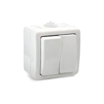 Выключатель 2кл о/у белый IP54 TERRA (10/200) UNIT NEW