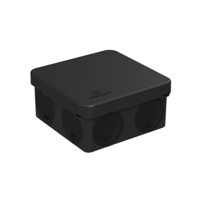 60-0210-9005 Коробка распред.80х80х40 (HF) Прямой монтаж.Двухкомпонентная ЧЕРНАЯ (132) Промрукав NEW