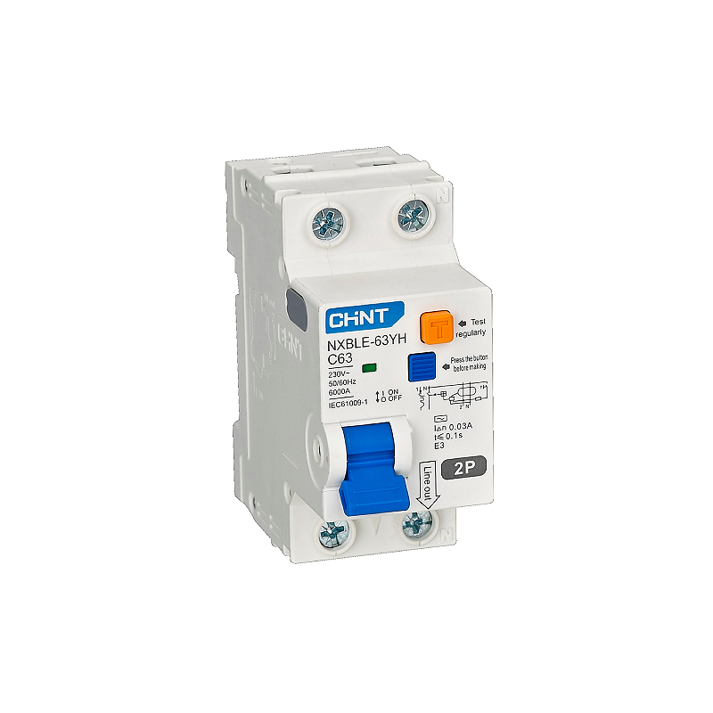 АВДТ NXBLE-63Y 1P+N 63А 30mA  4.5kA AС х-ка С 105548 CHINT (6/90)