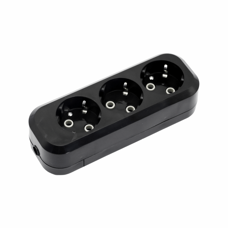 Колодка POWER (3 места 2p+pe с/з 16А/3,5кВт/220В) Черная UNIT (1/100)