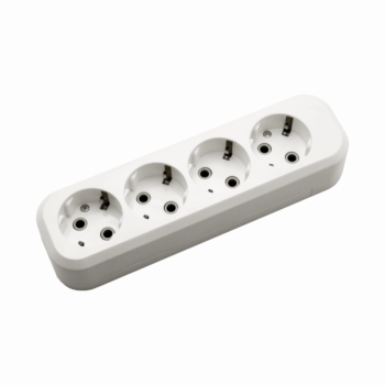 Колодка POWER (4 места 2p+pe с/з 16А/3,5кВт/220В) Белая UNIT (1/100)