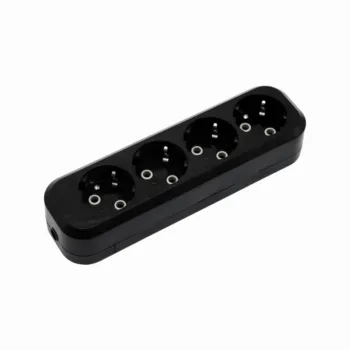 Колодка POWER (4 места 2p+pe с/з 16А/3,5кВт/220В) Черная UNIT (1/100)