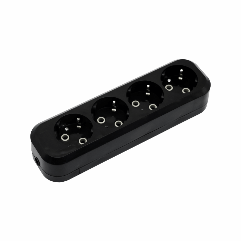 Колодка POWER (4 места 2p+pe с/з 16А/3,5кВт/220В) Черная UNIT (1/100)