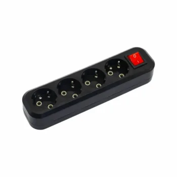 Колодка POWER (4 места 2p+pe+выкл с/з 16А/3,5кВт/220В) Черная UNIT (1/50)