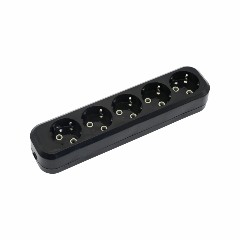 Колодка POWER (5 места 2p+pe с/з 16А/3,5кВт/220В) Черная UNIT (1/100)