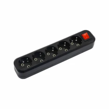 Колодка POWER (5 места 2p+pe+выкл с/з 16А/3,5кВт/220В) Черная UNIT (1/100)