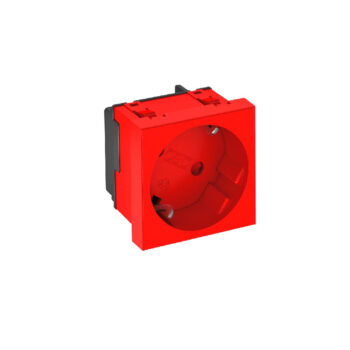 Розетка одинарная 2К+3 под углом33°шторки 16А 250В 45х45мм-1модуль Modul45, красная OBO Betterman(1)