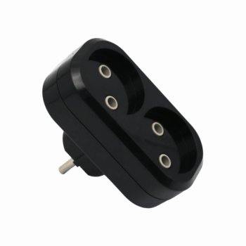 Тройник POWER (2 места 2p 10A/2,2кВт/220В) Черный UNIT (1/10/100)