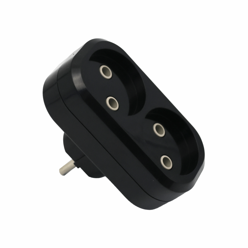 Тройник POWER (2 места 2p 10A/2,2кВт/220В) Черный UNIT (1/10/100)