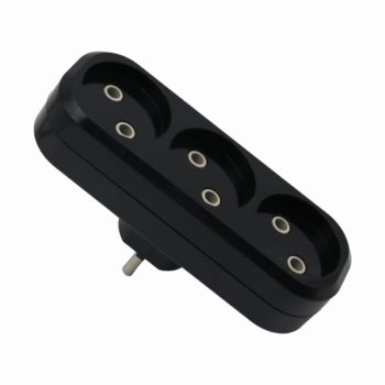 Тройник POWER (3 места 2p 10A/2,2кВт/220В) Черный UNIT (1/10/100)