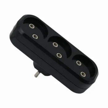 Тройник POWER (3 места 2p 10A/2,2кВт/220В) Черный UNIT (1/10/100)