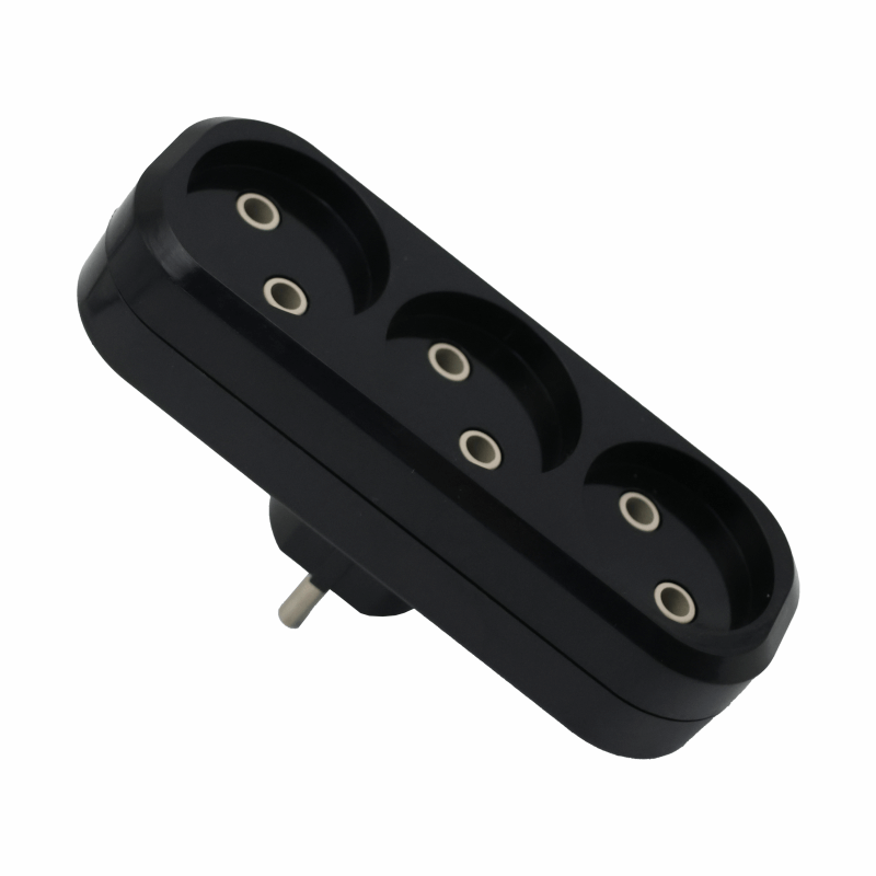 Тройник POWER (3 места 2p 10A/2,2кВт/220В) Черный UNIT (1/10/100)