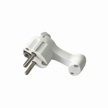 Вилка POWER угловая плоская с кольцом 2p+pe 16А Белая UNIT (1/20/240)