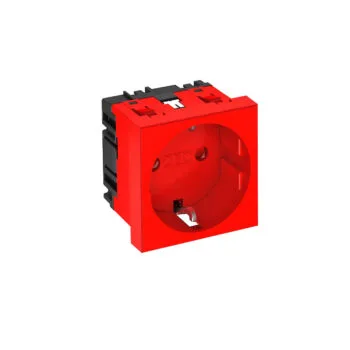 Розетка силовая 0° одинарная 2К+З,1модуль Modul45, 45х45 мм, с/шт,16А 250В, красная OBO Betterman(1)