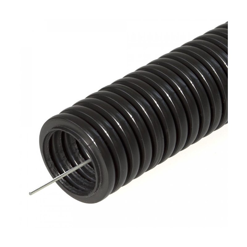 Труба гофр. ПНД d16 мм. Тяжёлая, для бетона 750 Н безгалогенная (HF) ЧЁРНАЯ у/ф с/з (100) Промрукав — изображение 2