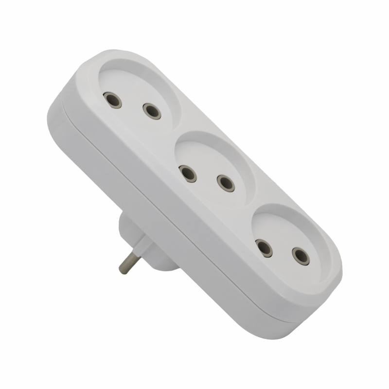 Тройник POWER (3 места 2p 10A/2,2кВт/220В) Белый UNIT (1/10/100)