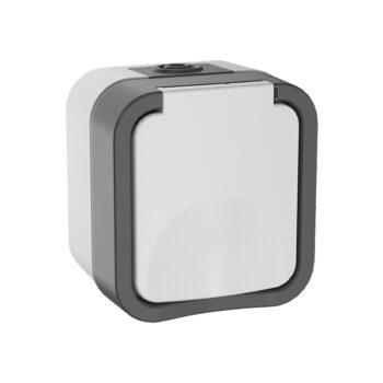 Розетка 1-я о/у з/к c крышкой  серо-белый IP55 TORS IEK (1/60)
