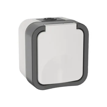 Розетка 1-я о/у з/к c крышкой  серо-белый IP55 TORS IEK (1/60)