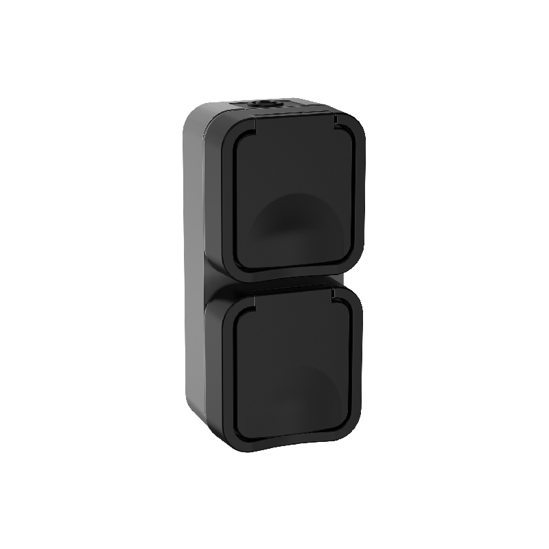 Розетка 2-я о/у з/к с крышкой вертикальная графит IP55 TORS IEK (1/40)