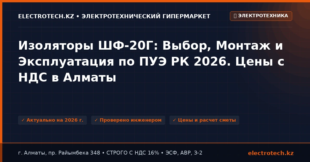 Изоляторы ШФ-20Г: Выбор, Монтаж и Эксплуатация по ПУЭ РК 2026. Цены с НДС в Алматы