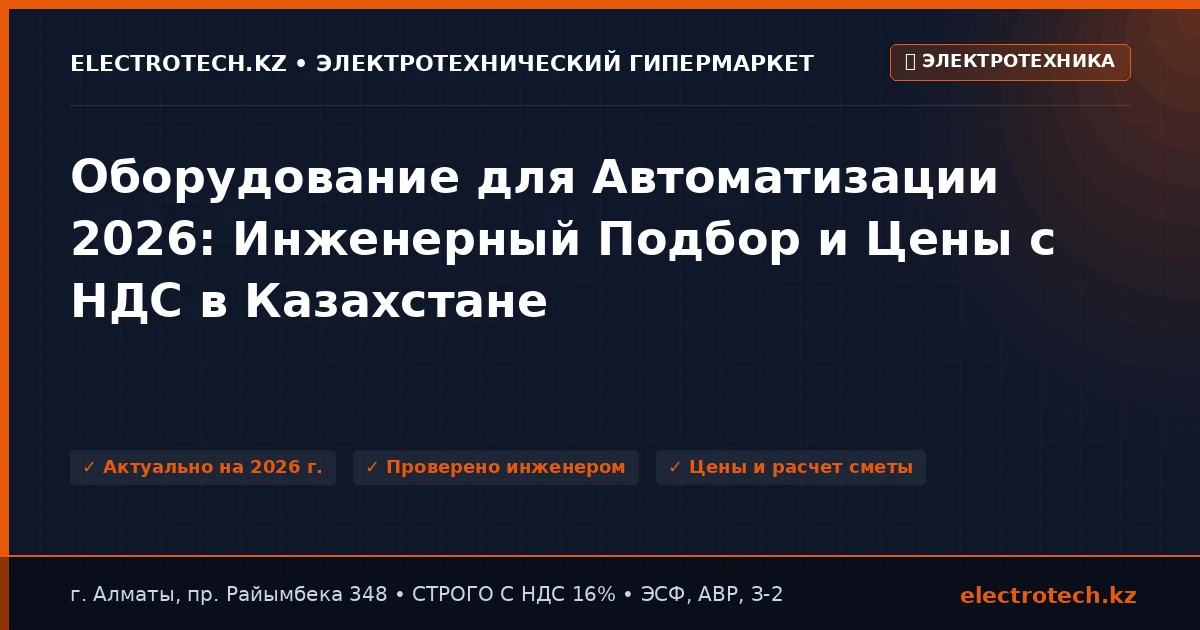 Оборудование для Автоматизации 2026: Инженерный Подбор и Цены с НДС в Казахстане